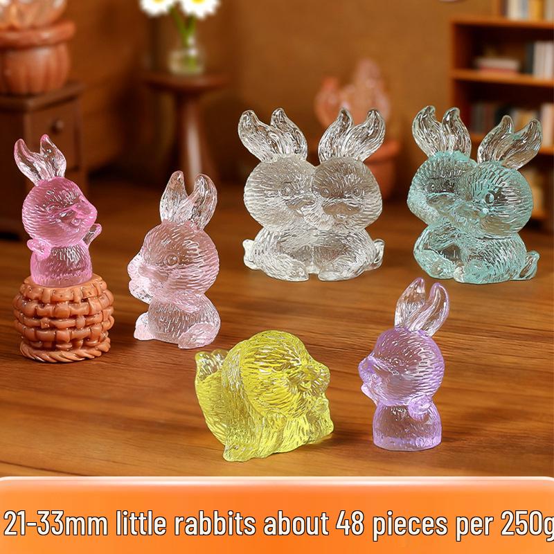 Creative Resin Rabbit Ornament Gem Toy for Children's First Birthday Party Favors