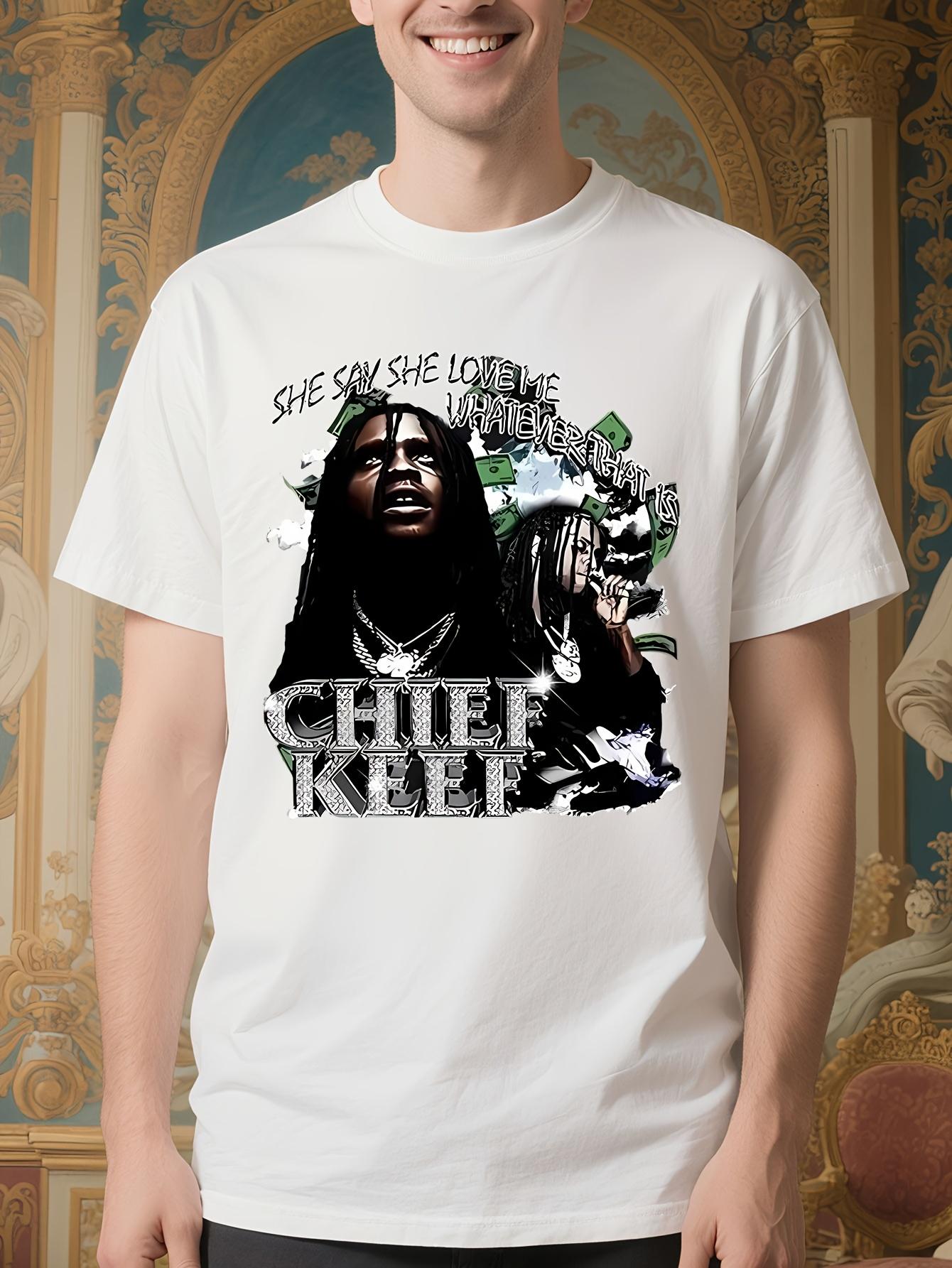 Chief Keef Graphic Tshirt - White Hip Hop Tee with Bold S... L