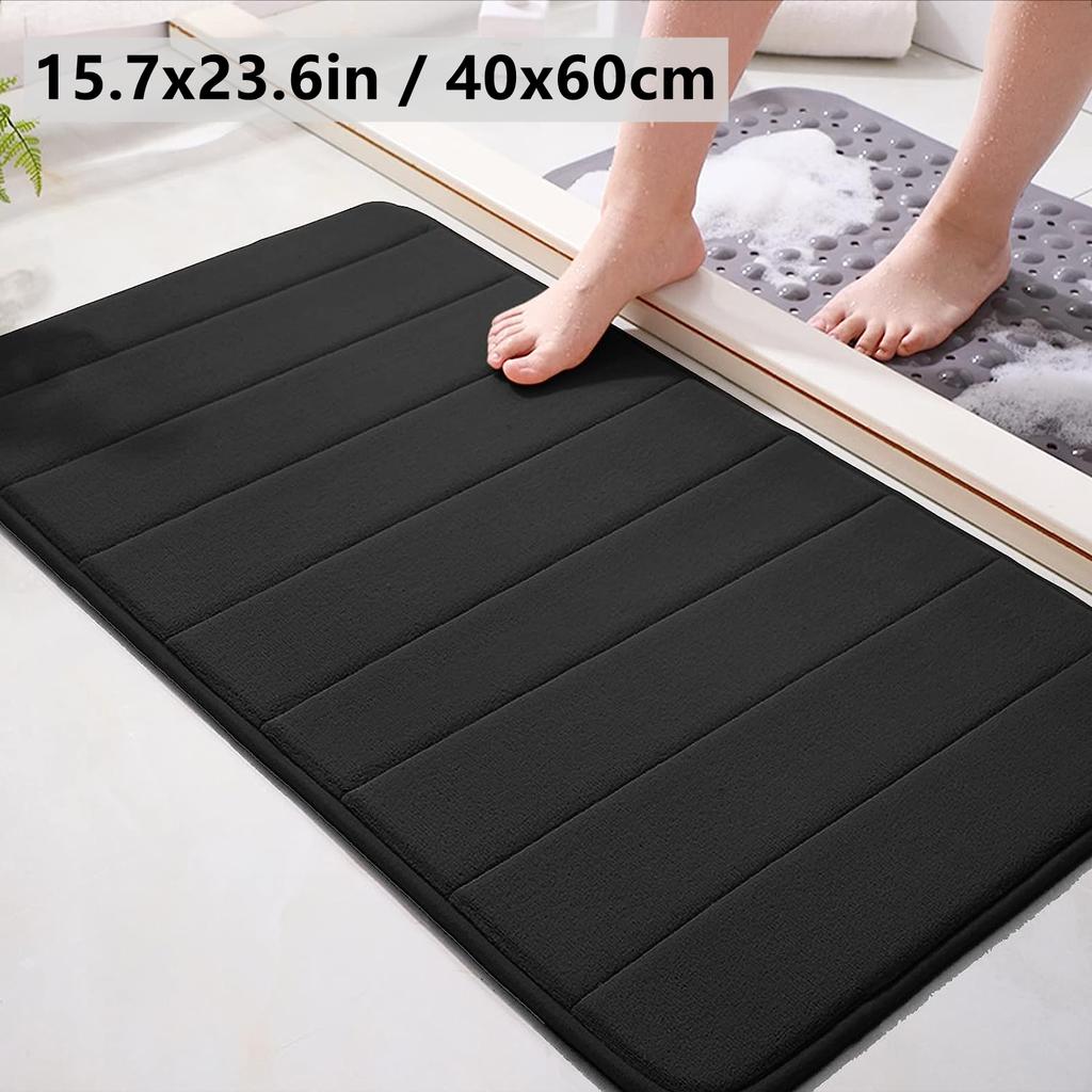 Solid color striped bathroom floor mats household flannel toilet mats furry cushions square entrance mats