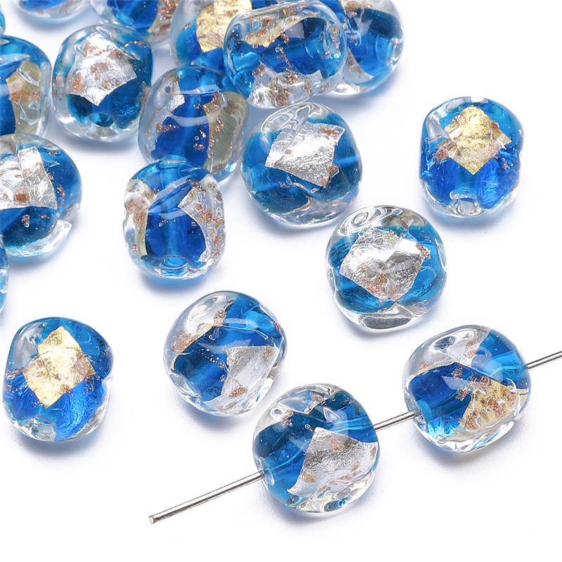 

Хрустальные стеклянные бусины, свободные прокладки, ретро, ​​бусины из золотой фольги для изготовления ювелирных изделий, браслет, ожерелье бирюзовый