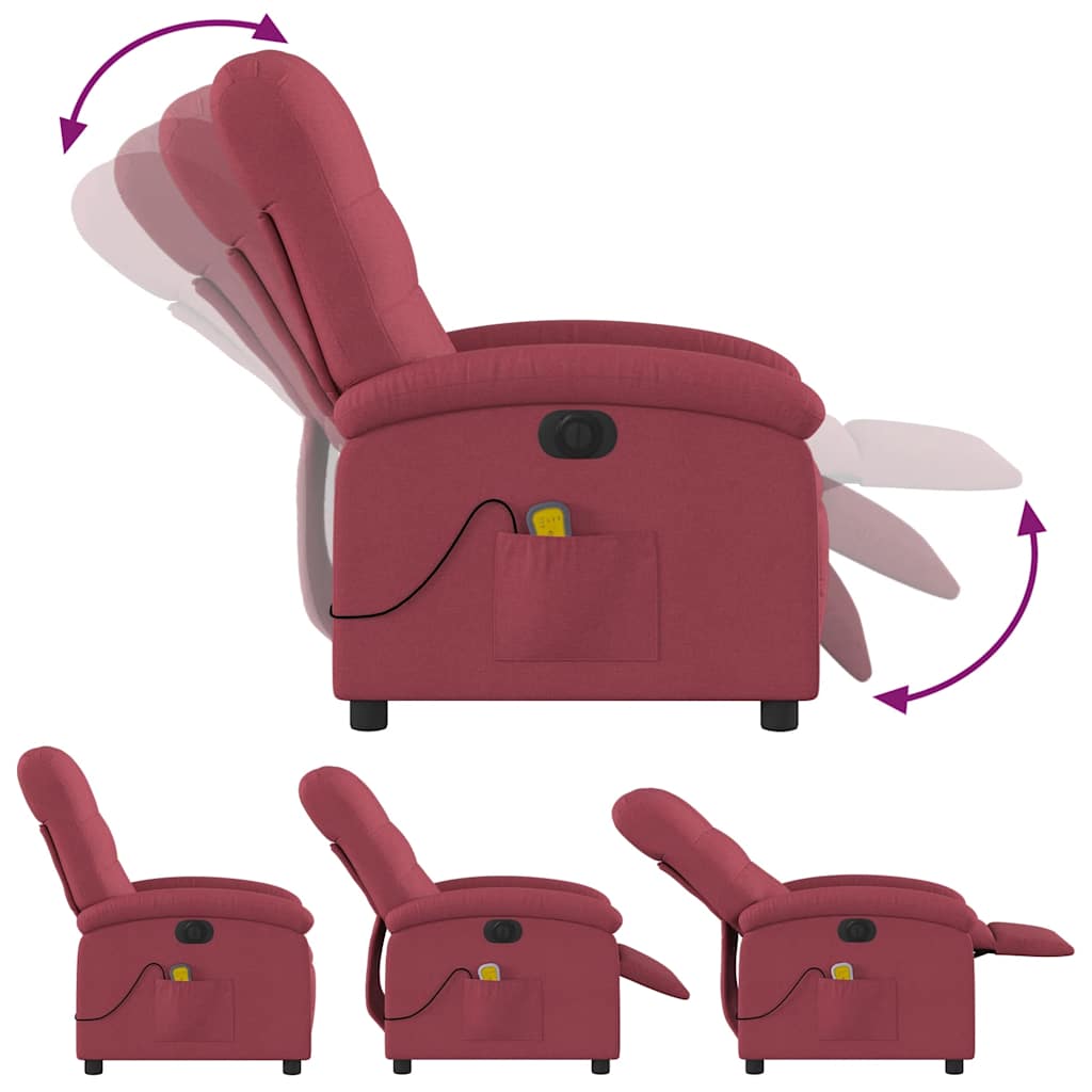Electric Massage Chair Burgundy Fabric