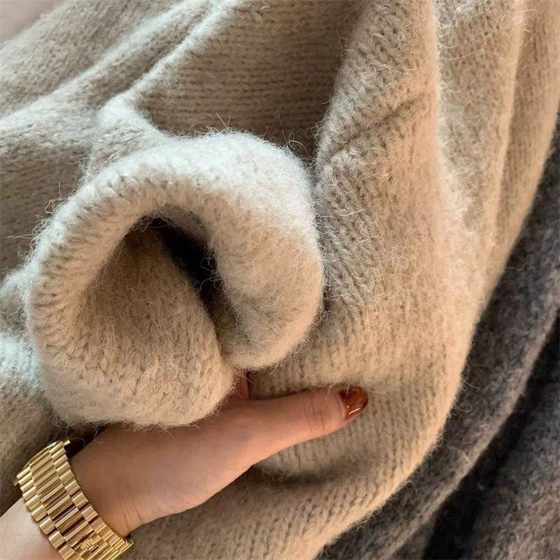 Lazy Style Gentle Cardigan: Loose, Thickened Knit Sweater for Autumn and Winter