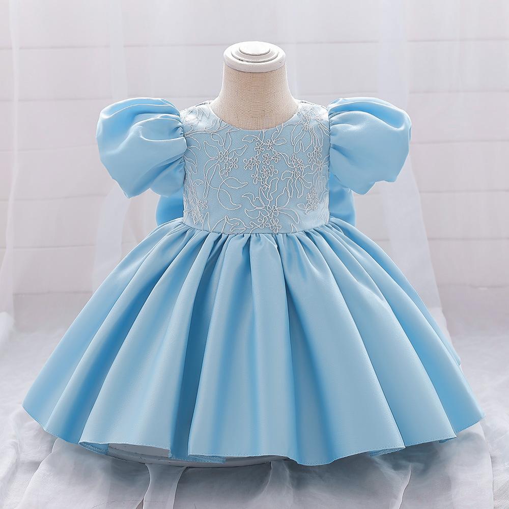 Summer Flower Bow Princess Newborn Kids Dresses for Girls Lace Ball Gown Wedding Bridemaid Prom Party Girl Dress Birthday Child Costume