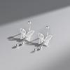 Silver Color Hollow Butterfly Tassel Earrings for Women Simple Curved Hook Screw Buckle Earrings Y2K Elegent Jewelry Gift