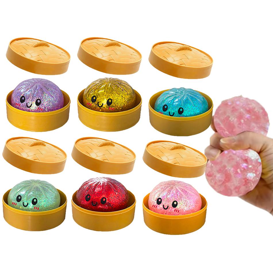 Regalo IN Regali Realistico Gigante Raviolo Spremibile con Cestello di Bambù Morbido Palla di Impasto TPR Giocattolo Decompressione Fidget Divertente Creativo
