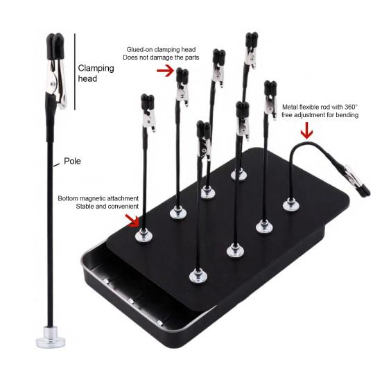 1 Set Magnetic Helping Hands Soldering Station with 12 Magnetic Bendable Clips Heavy Duty Steel Box Soldering Model Painting PCB Holder