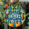 2D Flat, 1pc Round Happy Father's Day Aluminum Hanging Sign, Tool Apron Plaid Design, Durable Metal Wall Decor, Perfect for Dad Gift, Home, Bar