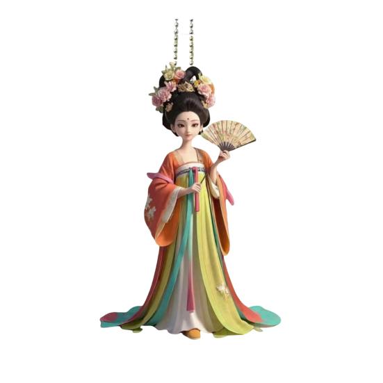 

Ancient Lady Keychain Cute 2D Acrylic Chinese Doll Charm Fashion Car Mirror And Bag Accessory Desktop Ornament Gift A