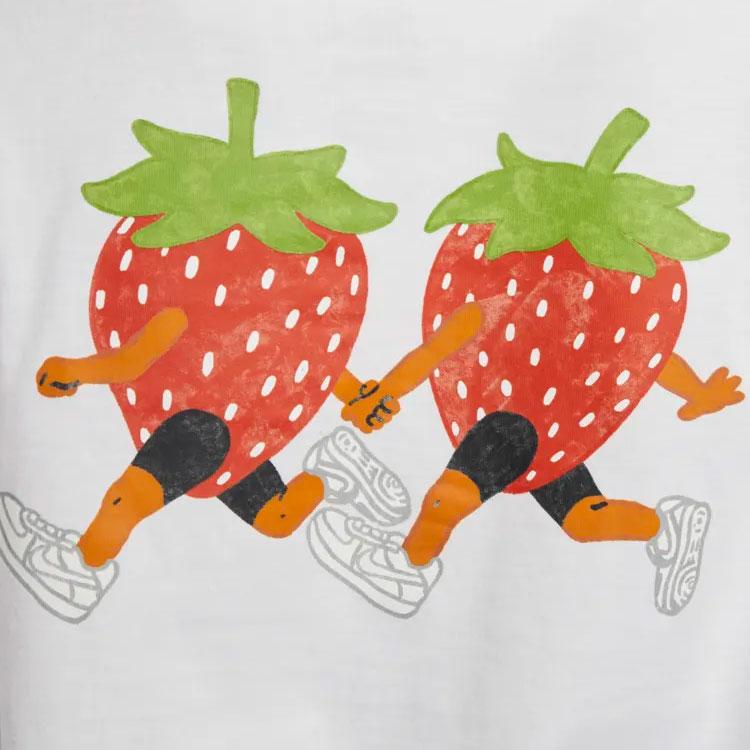 Nike Cartoon Strawberry Logo Print Comfortable Breathable Fashion Round Neck Versatile Short Sleeve T-Shirt Women T-Shirt White DR9017-100