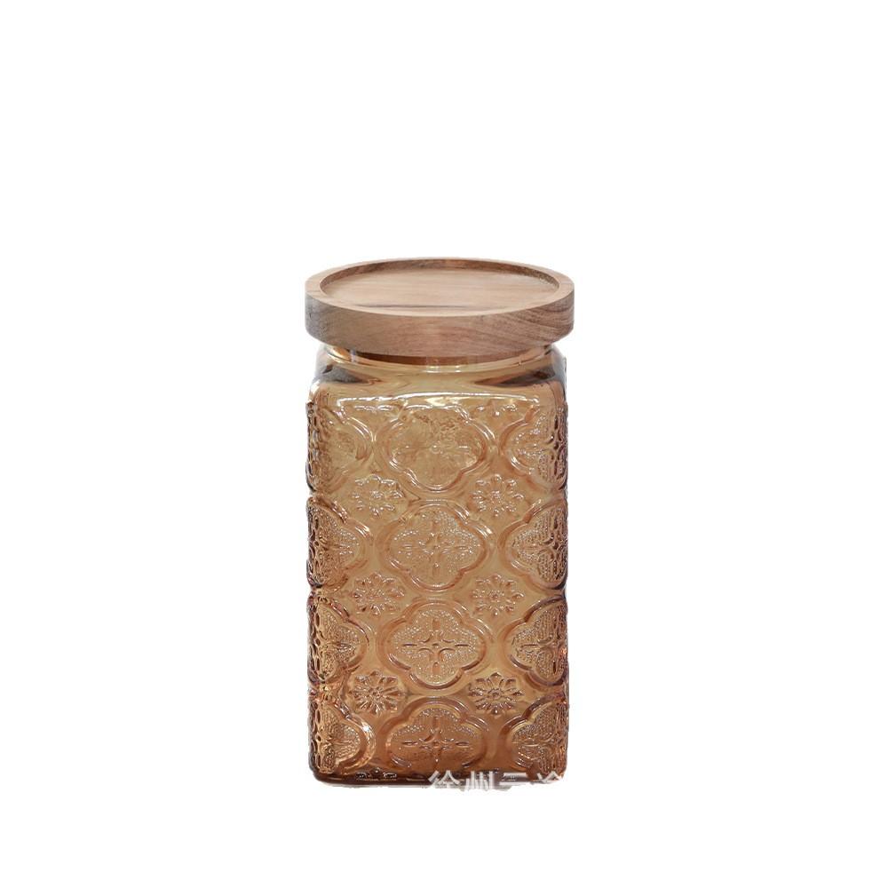 Modern Colored Transparent Glass Sealed Jar Home Coffee Beans Tea Kitchen Grains Dry Goods Storage Bottle Food Storage Container