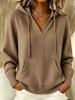 Women's European Style Knit Hoodie with Drawstrings, Autumn/Winter Long Sleeve Sweater with Kangaroo Pocket, Solid Color Casual Fashion.