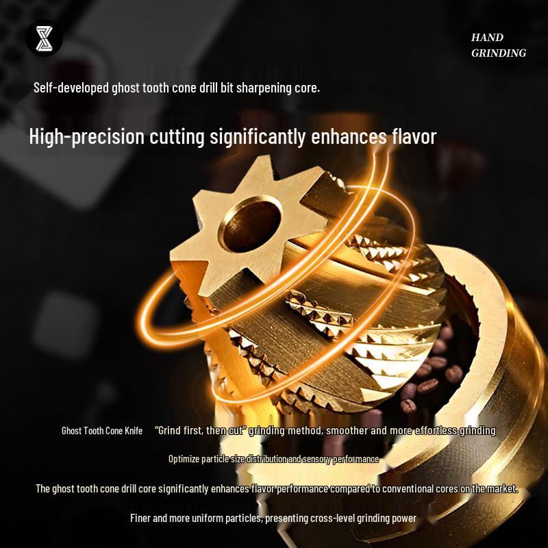 GC40 Ghost Tooth Burr Hand-Crank Manual Coffee Grinder - Portable Stainless Steel Coffee Bean Grinder