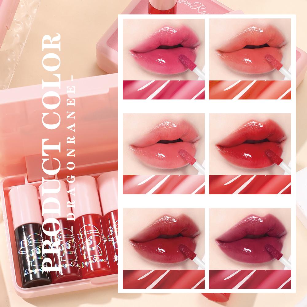 6-Piece Lip Gloss Lipstick Set Easy To Apply Non-Stick Berry Color Bright Lip Gloss Lip Glaze Holiday Gift Lip Gloss Set Lipstick Water