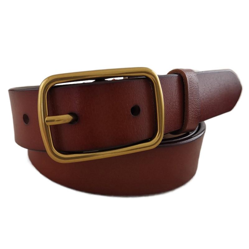 Womens Pure Cowhide Leather Belt With Stylish Alloy Closure For Street And Office Looks