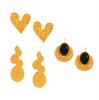 Retro Textured Splicing Earrings: Black Agate, Titanium Steel, Hypoallergenic European & American Fashion for Women