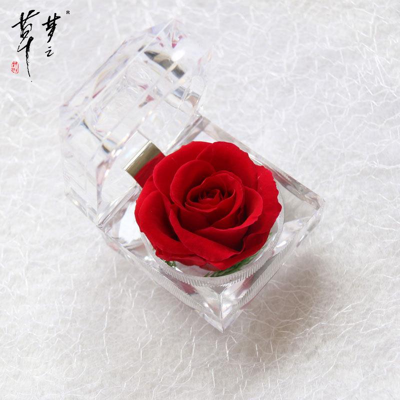 Preserved Crystal Rose Acrylic Flower Gift Box for Valentine's Day Confession