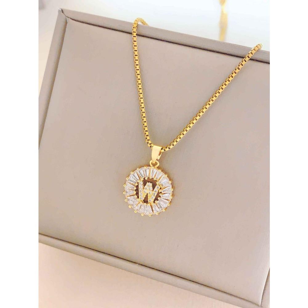 Necklace Does Not Fade, Women's Summer Square Circle Letter Necklace, Titanium Steel Necklace, Versatile High-end Clavicle Chain