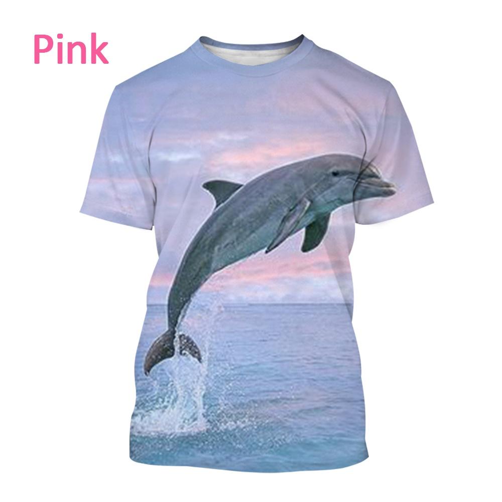 Hot 3d Dolphins Animal Prints for Men and Women Summer T-shirt Personality Cute Trend Round Neck T-shirt