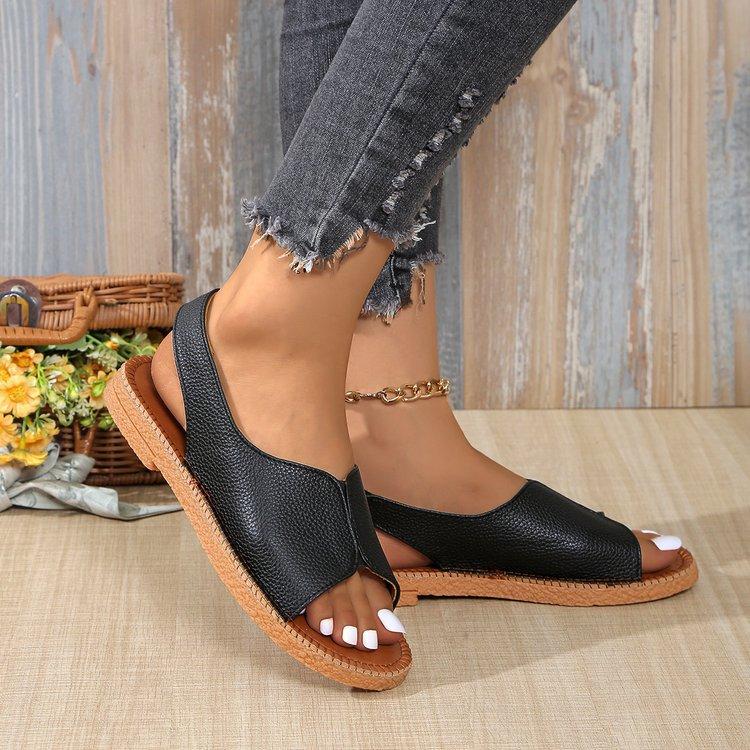 

Большие размеры сандалии на плоской подошве для женщин летние новые сандалии с задним ремешком для женщин 43 чёрный