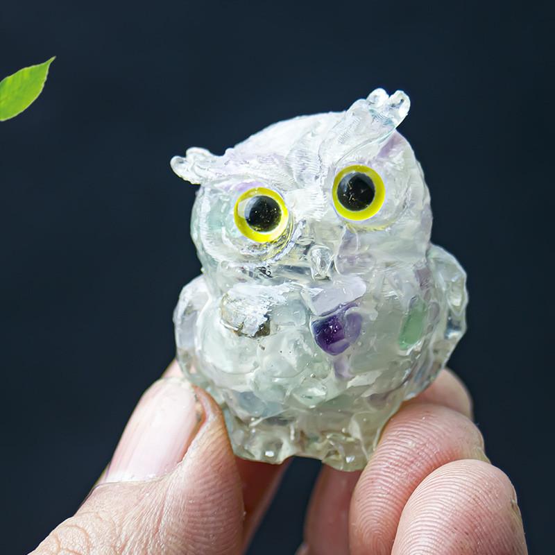 Uil Hars Kristal Beeldje Met Natuurlijke Watersteen Voor Huisdecoratie En Cadeau Geven