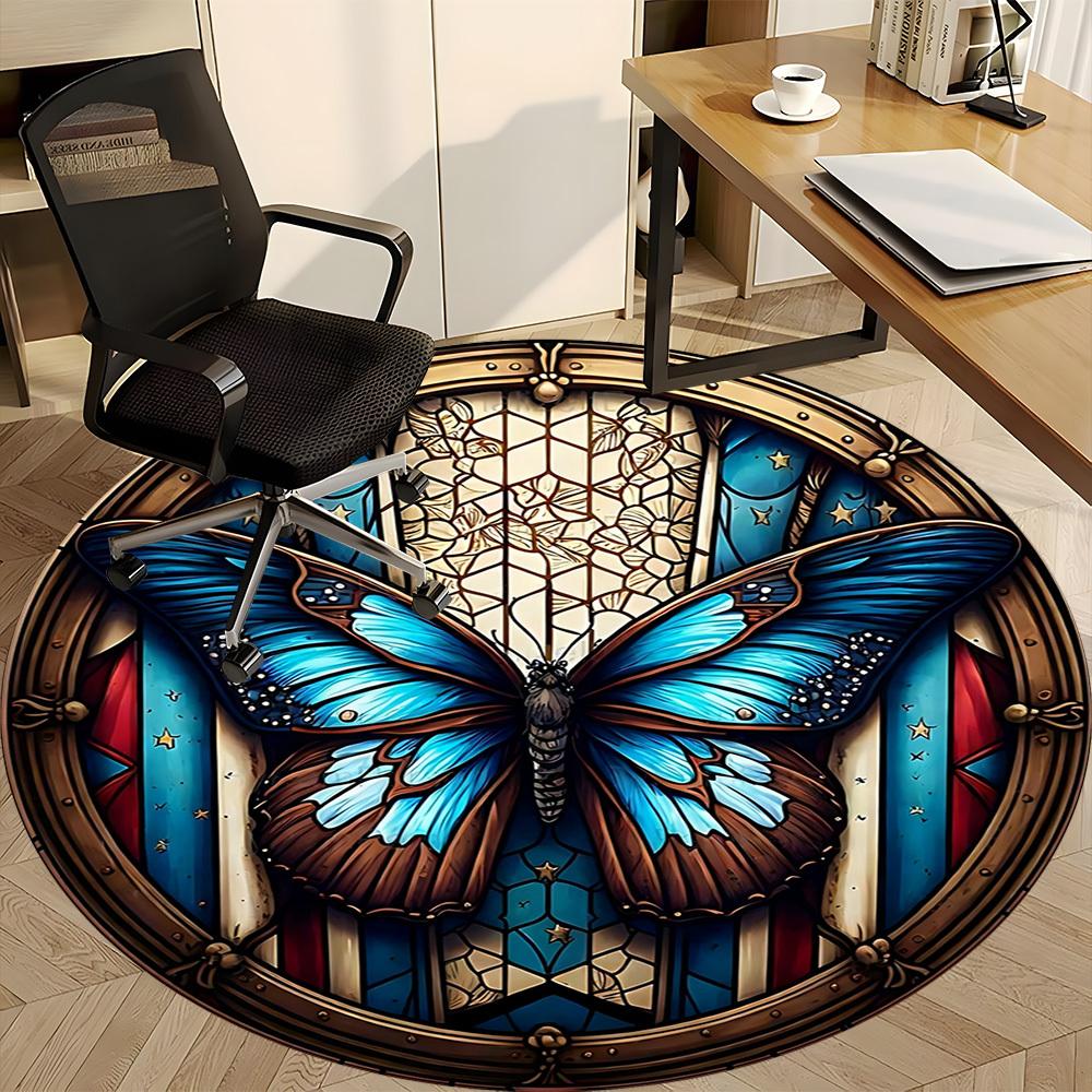1pc Butterfly Stained Glass Chair Carpet for Office, Non-slip, Soft and Durable Leisure Rug, Perfect for Office, Living Room Yy251103160