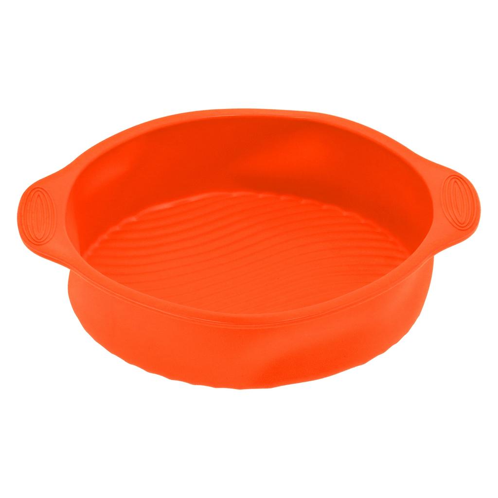 9in Round Silicone Cake Mold Pan NoStick Bread Baking Pan for Home Kitchen Bakery(Orange )