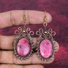 Rhodonite Earrings Copper Wire Wrapped Handmade Jewelry Genuine Gemstone Earring