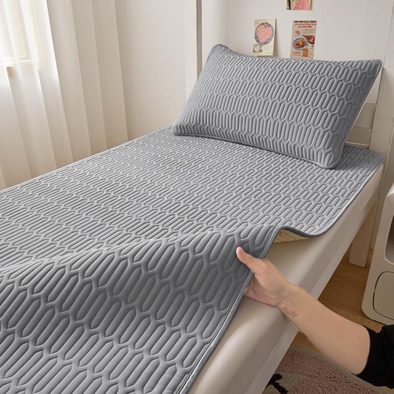 Thickened Ice Silk Cool Bed Sheet & Latex Mattress Topper for Summer