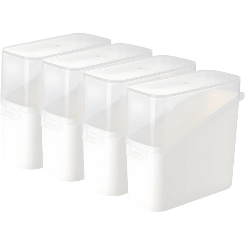 White Plastic Refrigerator Container Flip-Top Food Fresh-Keeping Storage Box Suitable for Butter,Cheese and Other Refrigerator Small Items Storage Box 4pcs
