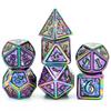 Cusdie Metal Glitter Dices DND 7Pcs Frame Solid D&D Dice D4-D20 Polyhedral Dice Set for Role Playing Game Pathfinder TRPG