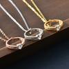 Titanstahl 18K Echtsilber Ring Halskette Liebesring Anhänger Schlüsselbein Kette Premium Gefühl Halskette