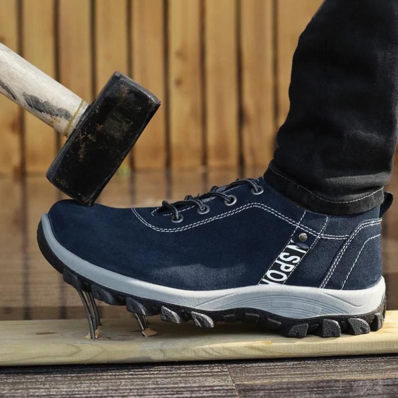 Oulylan Men Anti-smash Protection Footwear Lightweight Breathable Industrial Safety Shoes Wear Resistant Steel Toe Work Boots