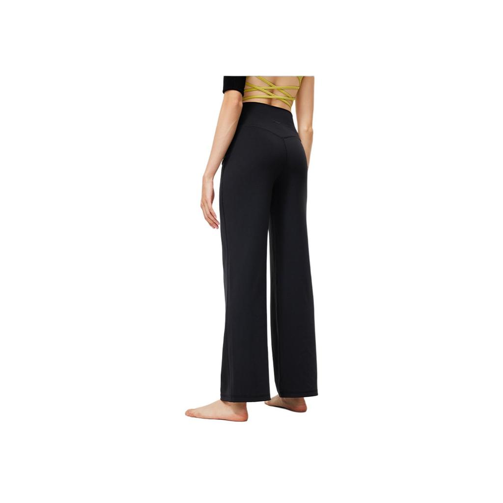 Li Ning Fitness Series Solid Color Slim Fit Straight Leg Knitted Sports Pants Women Pants Black AKLU156-3