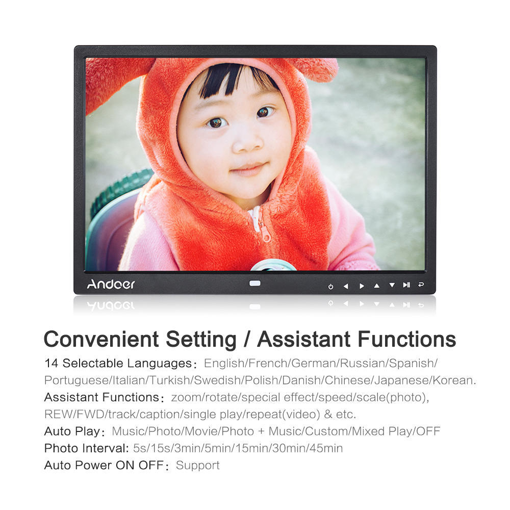 15"inch HD 1080P Digital Photo Frame Picture MP3 MP4 Movie Player+Remote Control