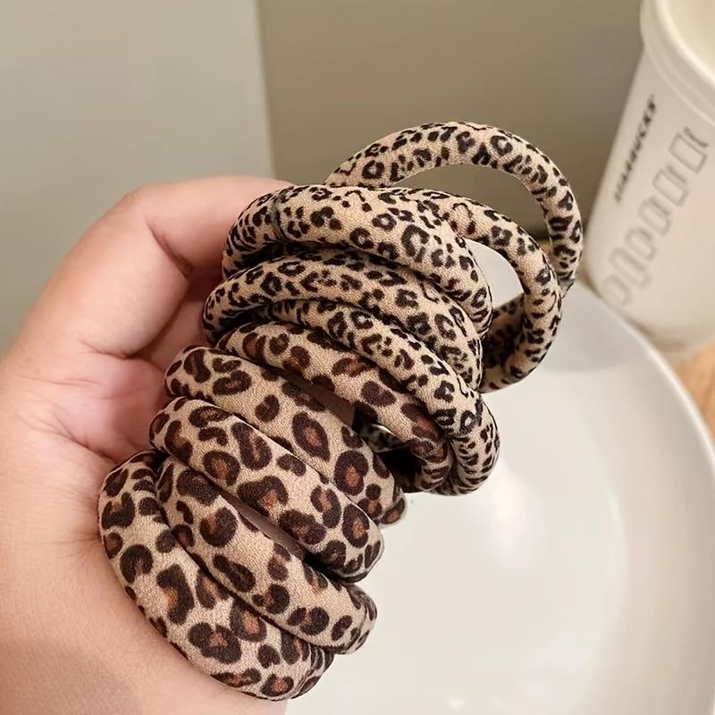 30/40/50pcs Bohemian Leopard Print Hair Ties - Animal Print Elastic Hair Accessories, Suitable for Women,Soft and Durable