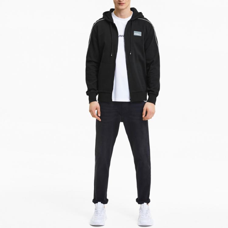 Puma Avenir Logo Casual Sports Hooded Jacket Men Outerwear Black 599334-01