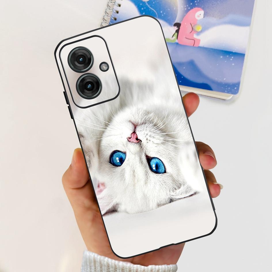 Für Motorola Moto G55 5G Hülle Niedliche Cartoon Katze Tiere Weiches Silikon Stoßfeste TPU Rückseite Handyhülle Für MotoG55 G 55 Funda