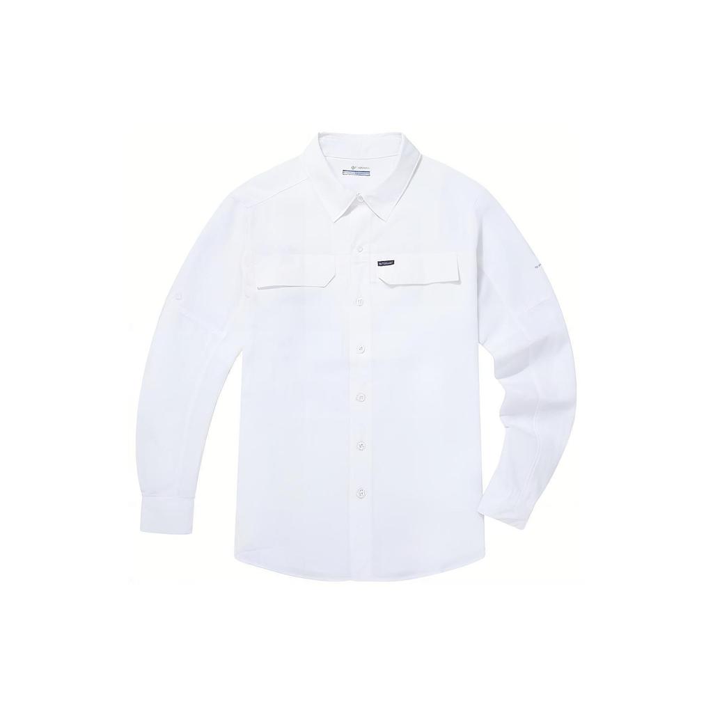 Columbia Solid Color UV Protection Quick-Dry Long Sleeve Shirt Men shirts White AE0651-100