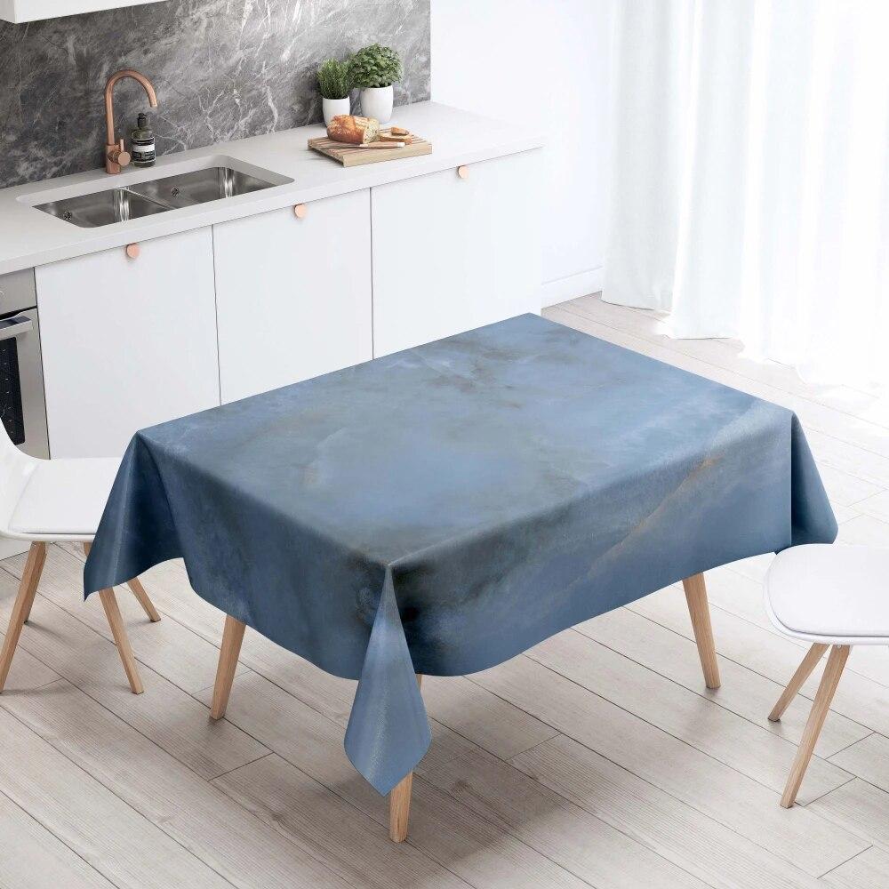Marble Pattern Table Cloth Home Decor Stain Resistant Waterproof  Decoration Rectangular Kitchen Fireplace Countertop