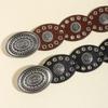 Zinc Zinc Alloy Cowgirl Buckle Belt Vintage Oval PU Hollow Belt Fashion Cowboy Waistband  Dress Decoration