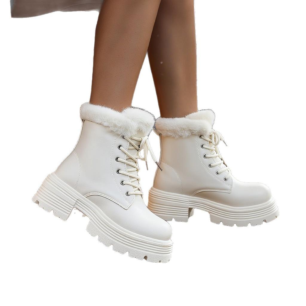 Britische Martin Stiefel Damen Winter neue Mode Pelz kurze Stiefel große Größe Plüsch warm Damenstiefel