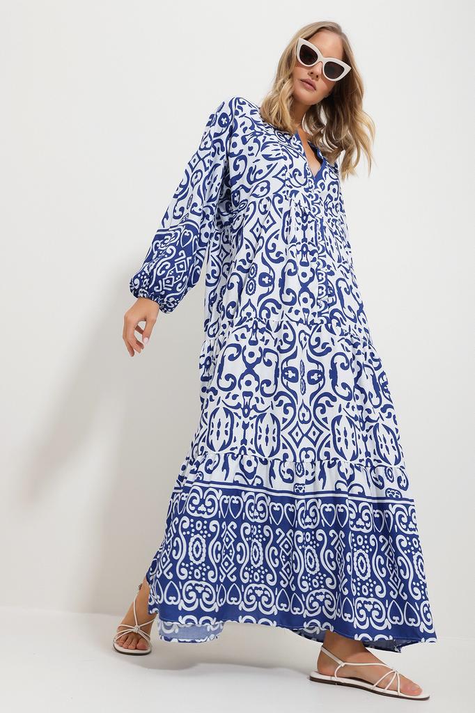 Women's Hijab Dress New Season Fashion Orange Magnetic Collar Paisley Patterned Maxi Dress