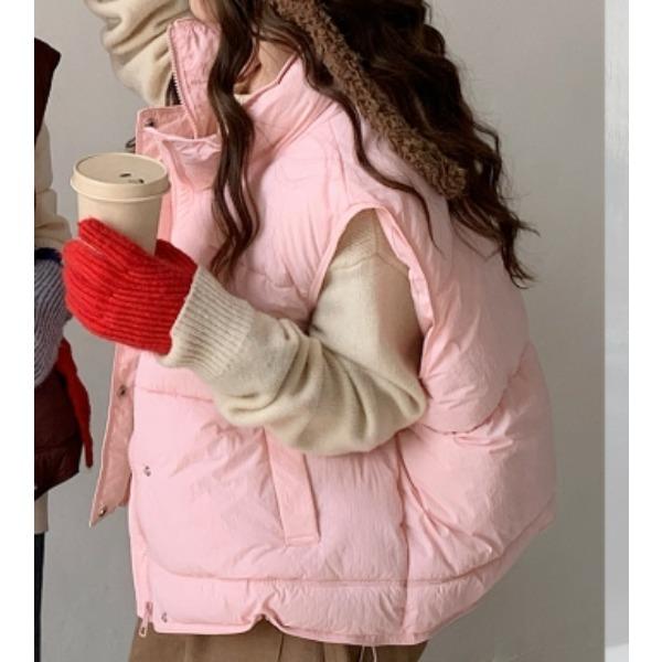 

DIMANAF 2025 Женские парки больших размеров Жилеты Пальто Куртки Короткая без рукавов Верхняя одежда Плотная Теплая Новая Осень Зима S розовый