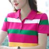 Damen Sommer Tops Streifen T-Shirts Sexy Vintage Kurzarm Polo T-Shirts Locker Lässig