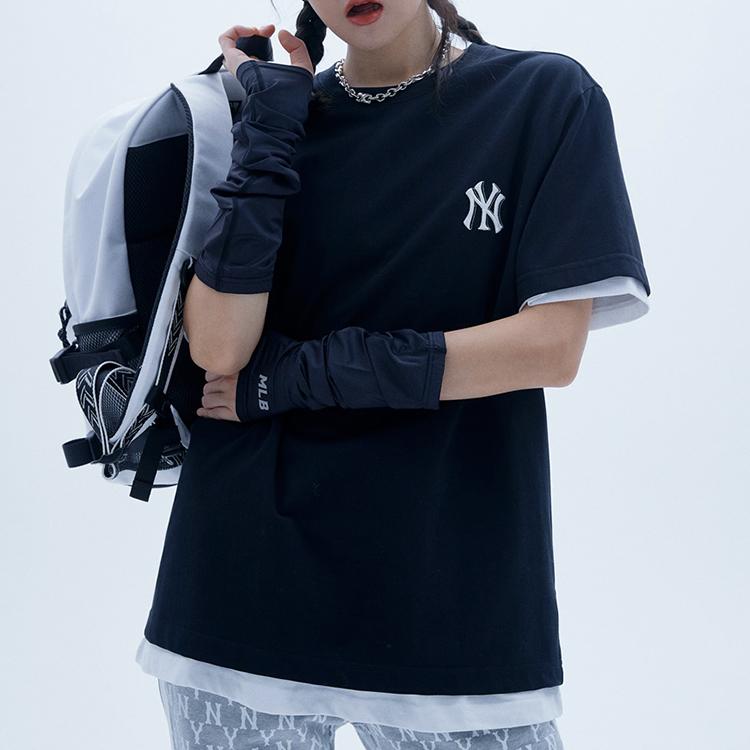 New MLB Set in Sleeve T Shirt Unisex Black 31TS03131-50L