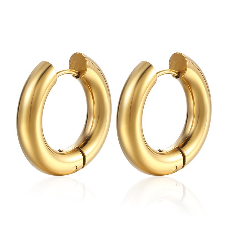 Chic French-Inspired Stainless Steel Round Earrings: Exquisite Niche Design