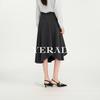 YERAD Pleated Irregular Hem A-Line Midi Skirt