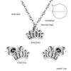 Fashion Bridal Gold Stainless Steel Pendant Necklace Earrings Jewelry Set for Women Plated18k Gold Necklace and Studs Earrings