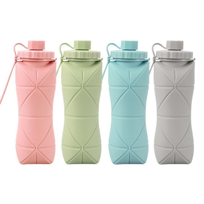 Portable Collapsible Silicone Water Bottle 600ml Hiking Camping Cycling Travel Outdoor Use