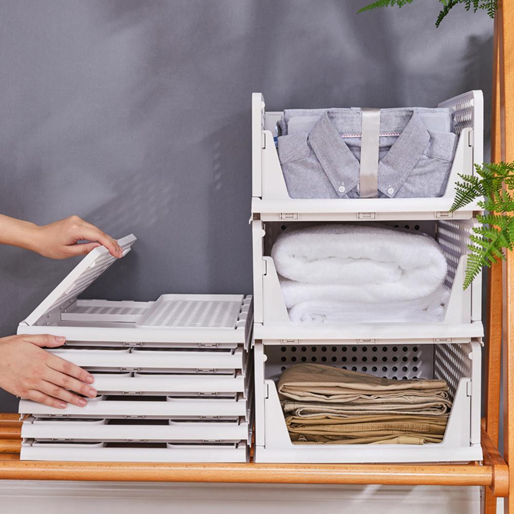 1Pcs 43x18x32.3cm Clothes Storage Box Drawer Style Folding Organizer Strong Ductile Material Easy Pull Out Non-Disturb Design
